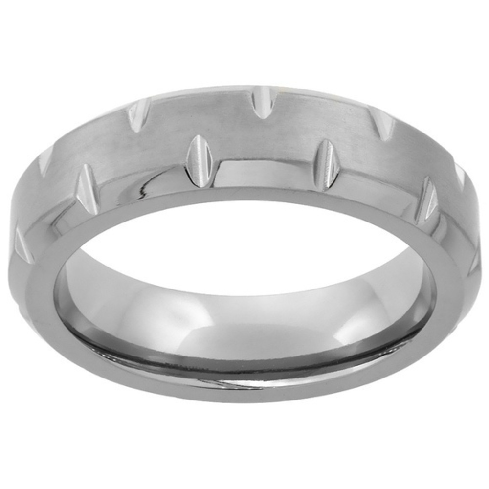 6mm Titanium Wedding Band Notched Ring Beveled